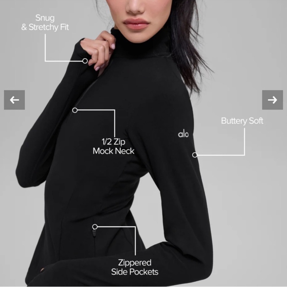 ALO Yoga Black 1/2 Zip Jacket